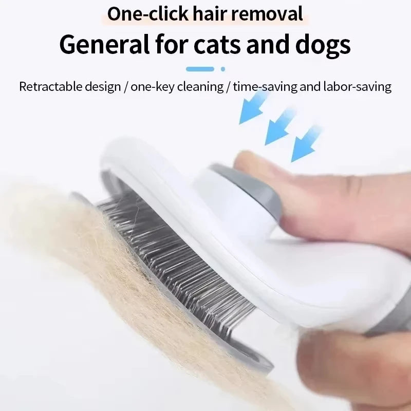 One-Click Self-Clean Grooming Brush